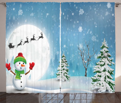 Jolly Snowman Santa Curtain