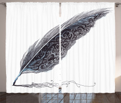 Antique Feather Pen Art Curtain
