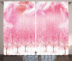 Cherry Trees Feathers Curtain