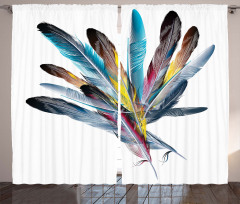 Colorful Feathers Old Pen Curtain