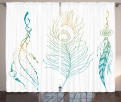 Feather Peacock Vintage Curtain