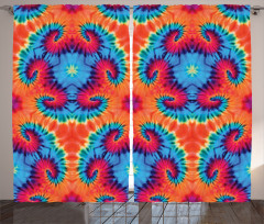 Orange and Blue Motif Colorful Curtain