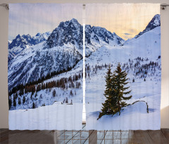 Snowy Mountain Winter Curtain