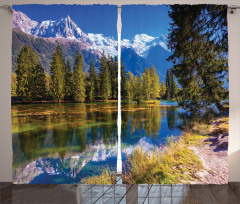 Snowy Alps Lake Pine Curtain
