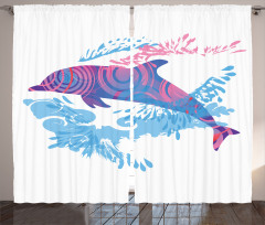 Cartoon Jumping Dolphin Curtain