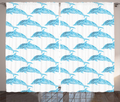 Aqua Dolphins Leaves Curtain