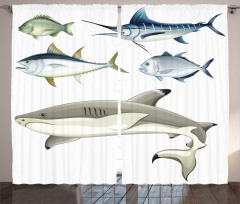 Collage of Aquatic Animal Curtain