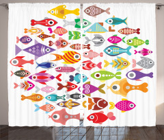 Colorful Aquarium Fishes Curtain