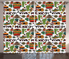 Cartoon Cactus Salsa Curtain