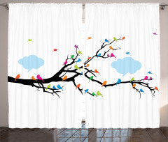 Winged Birds on Tree Curtain