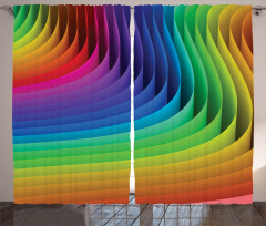 Color Wave Curls Art Curtain