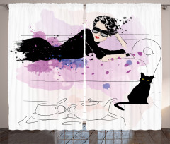 Girl and Cat Curtain