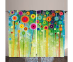 Abstract Art Dandelion Curtain