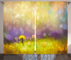 Yellow Dandelion Field Curtain