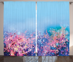 Retro Cherry Blossom Curtain