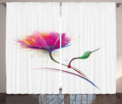 Watercolor Poppy Flower Curtain