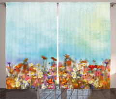 Flower Field Watercolor Curtain