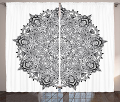 Mandala Art Black White Curtain