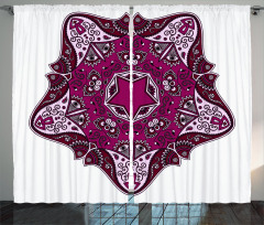 Maroon Mandala Asian Curtain