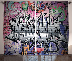 Graffiti Grunge Wall Art Curtain