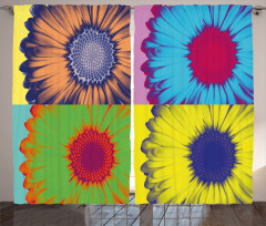 Daisy Flower Collage Curtain