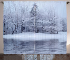 Winter Blizzard Forest Curtain
