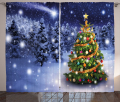 Elf Noel Theme Winter Curtain