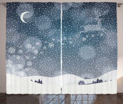 Snowy Landscape at Night Curtain