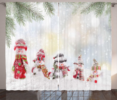 Little Snowmen in Snow Curtain