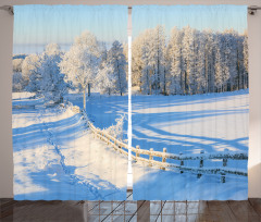 Winter Snowy Pines Curtain