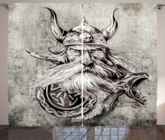 Sketchy Viking Warrior Curtain