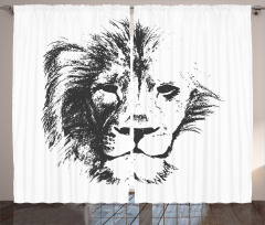 Sketchy Jungle Lion Curtain