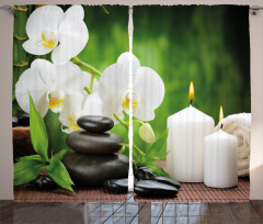 Romantic Zen Stone Orchids Curtain
