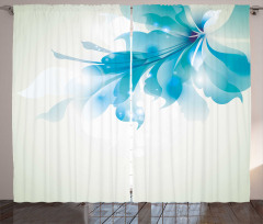 Blue Ombre Flowers Curtain