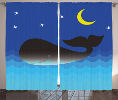 Whale in Ocean and Star Curtain