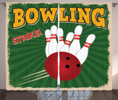 Bowling Strike Green Curtain