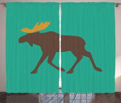 Deer Family and Antlers Curtain
