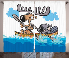 Native Animals Cartoon Curtain