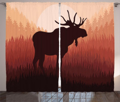 Forest Antlers Wild Deer Curtain