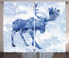 Blue Winter Antlers Tree Curtain