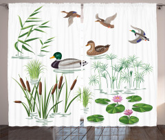 Lake Animals Plants Curtain