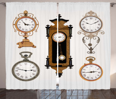 Antique Clocks Pattern Curtain