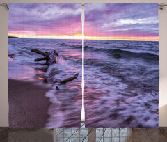 Wavy Sea Couldy Sunset Curtain