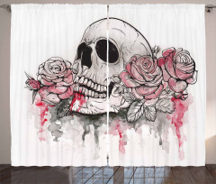 Skull Head Roses Curtain