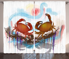 2 Crabs Dancing Sea Curtain