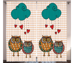 Bird Couple in Love Rain Cloud Curtain