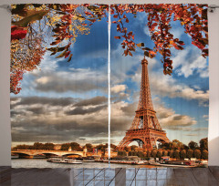 Beauty of Autumn Eiffel View Curtain