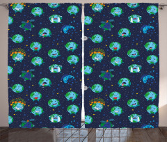 Planet Earth Face Moods Curtain