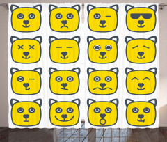 Cat Dog Smiley Expression Curtain