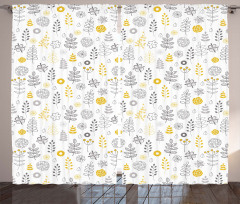 Wild Forest Leaf Flowers Curtain